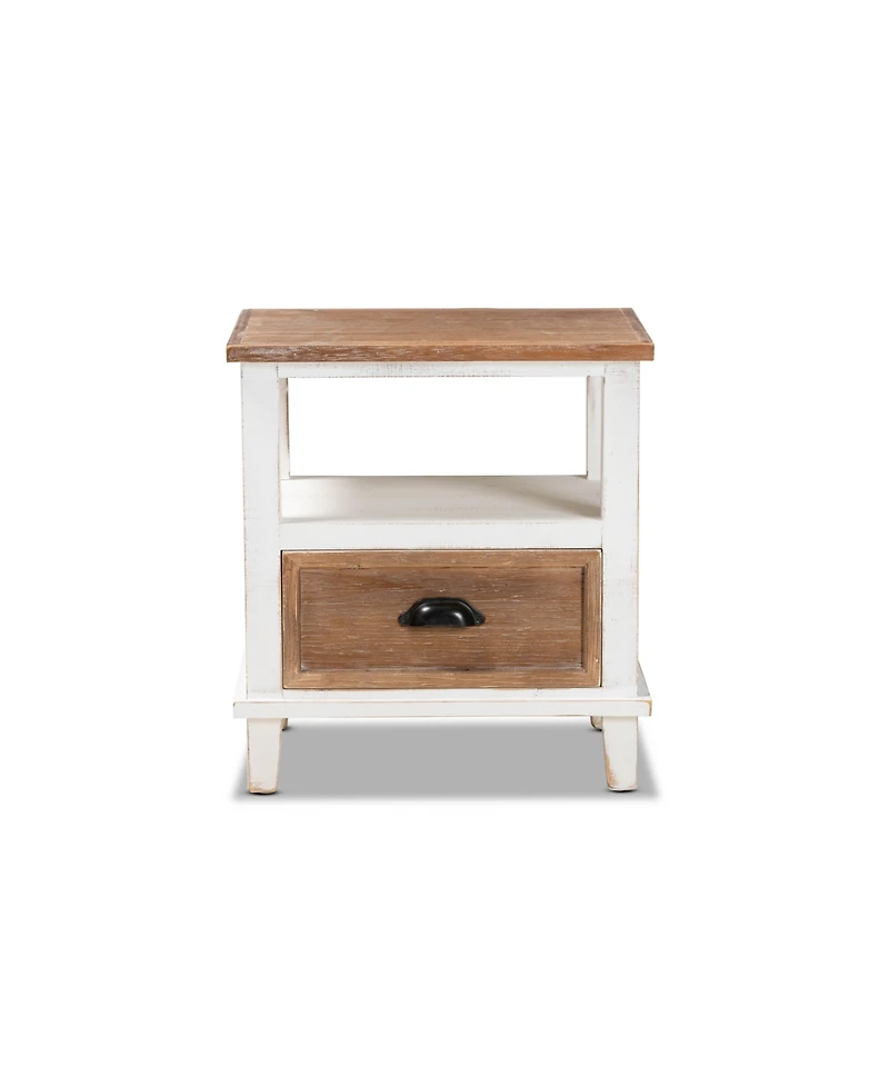 Baxton Studio Glynn Rustic Farmhouse Weathered 20.3" Two-Tone and Finished Wood 1-Drawer Nightstand