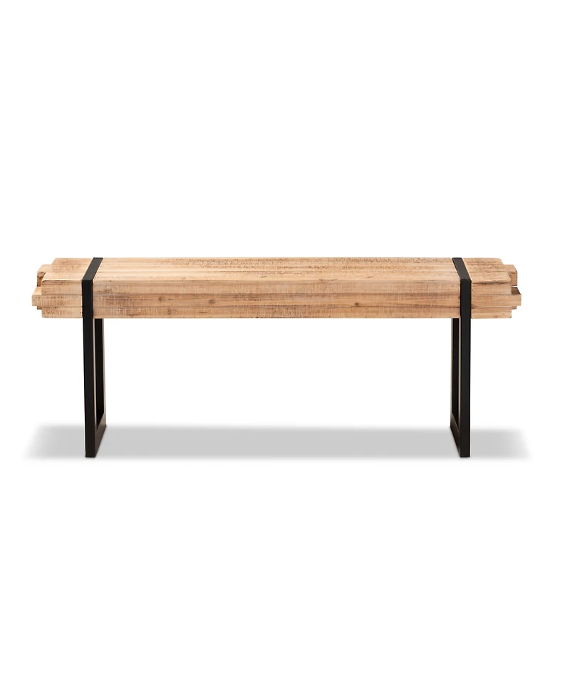 Baxton Studio Henson Rustic and Industrial 47.2" Natural Finished Wood and Finished Metal Bench