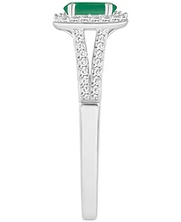 Sapphire (5/8 ct. t.w.) & Diamond (1/4 Oval Halo Split Shank Ring Sterling Silver (Also Ruby Emerald)