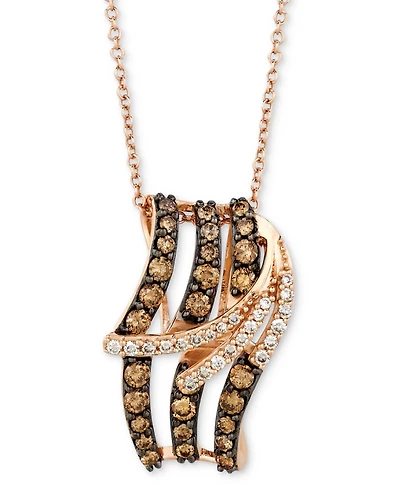 Le Vian Chocolate Diamond (5/8 ct. t.w.) & Vanilla Diamond (1/8 ct. t.w.) Abstract Swirl 18" Pendant Necklace in 14k Rose Gold