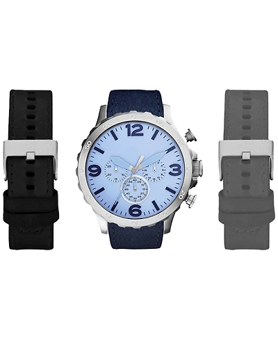 American Exchange Men's Chronograph Interchangeable Strap Watch 50mm Gift Set