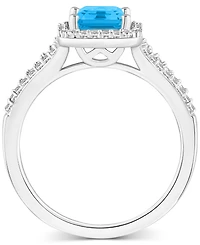 Amethyst (1-5/8 ct. t.w.) & Diamond (1/4 Split Shank Ring Sterling Silver (Also Citrine, Garnet, Peridot, Blue Topaz)