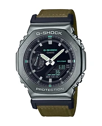G-Shock Men's Analog-Digital Metal Cover Green Cloth Band Watch, 44.4mm, GM2100CB-3A