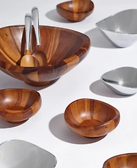 Nambe Butterfly 3 piece Wood Salad Set with Servers