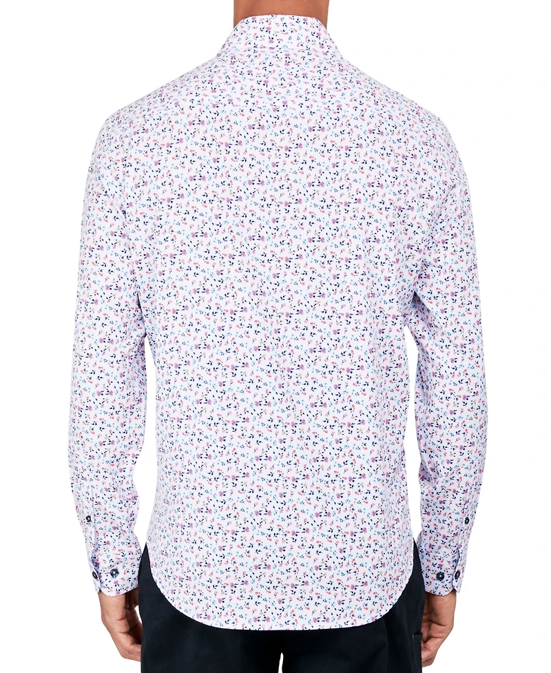 Society of Threads Men's Regular-Fit Non-Iron Performance Stretch Micro Flower-Print Button-Down Shirt
