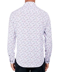 Society of Threads Men's Regular-Fit Non-Iron Performance Stretch Micro Flower-Print Button-Down Shirt