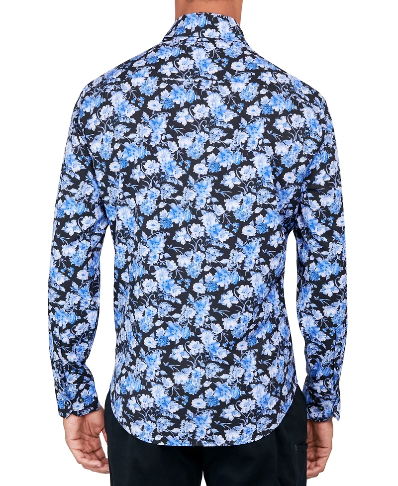 Society of Threads Men's Regular-Fit Non-Iron Performance Stretch Floral-Print Button-Down Shirt
