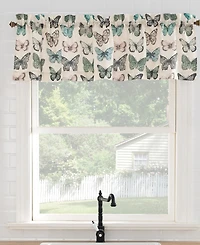 Magdalena Butterfly Print Sheer Rod Pocket Kitchen Curtain Valance