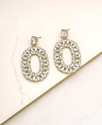 Ettika Sparkle Oval Dangle Earrings in 18K Gold Plating