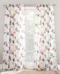 Ellie Floral Print Sheer Rod Pocket Curtain Panel