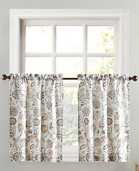 Signy Jacobean Pattern Semi-Sheer Rod Pocket Kitchen Curtain Tier Pair