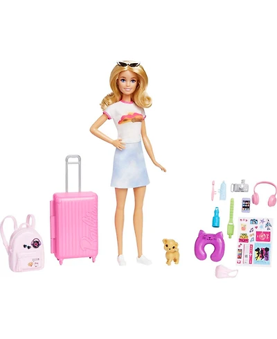 Barbie Doll and Accessories, Travel Set with Puppy
