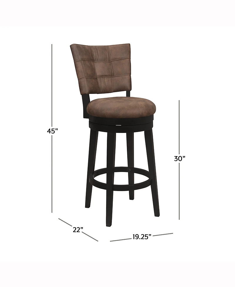 Hillsdale 45" Wood and Upholstered Kaede Furniture Bar Height Swivel Stool