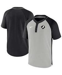 Men's Nike Black, Silver Chicago White Sox City Plate Performance Henley Raglan T-shirt