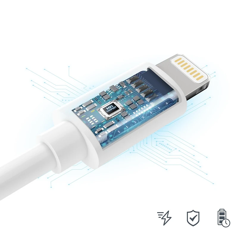 Overtime Apple MFi Certified iPhone 11/Xr/Se/10/8 4ft Charging Cable | Usb to Lightning Cable for iPhone - White