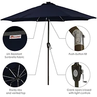 9-Foot Sunbrella Tilting Patio Umbrella with Solar Led Light Bars