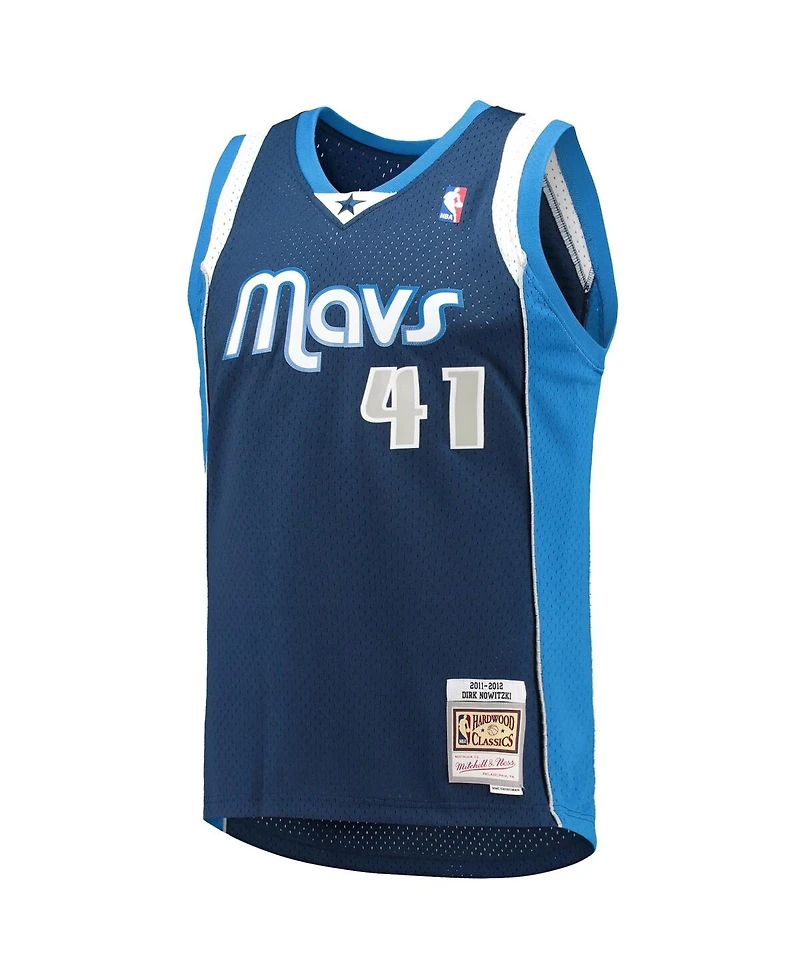 Men's Mitchell & Ness Dirk Nowitzki Navy Dallas Mavericks 2011-12 Hardwood Classics Swingman Jersey