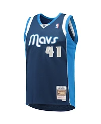 Men's Mitchell & Ness Dirk Nowitzki Navy Dallas Mavericks 2011-12 Hardwood Classics Swingman Jersey