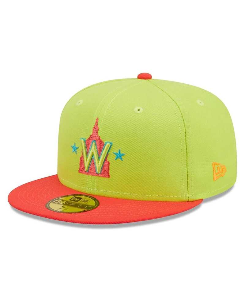 Men's New Era Green and Red Washington Nationals 2008 Inaugural Season Cyber Highlighter 59FIFTY Fitted Hat
