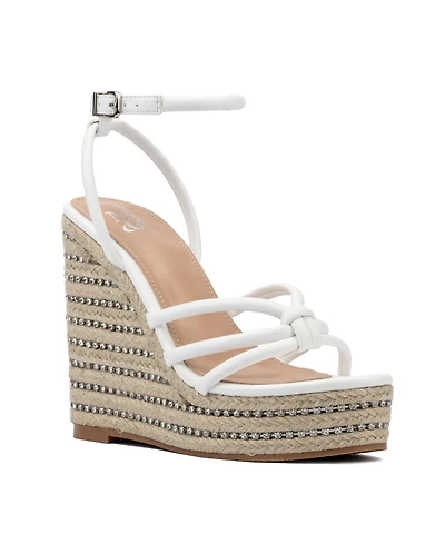 Electra Women's Rhinestone Embedded Wedge Sandals