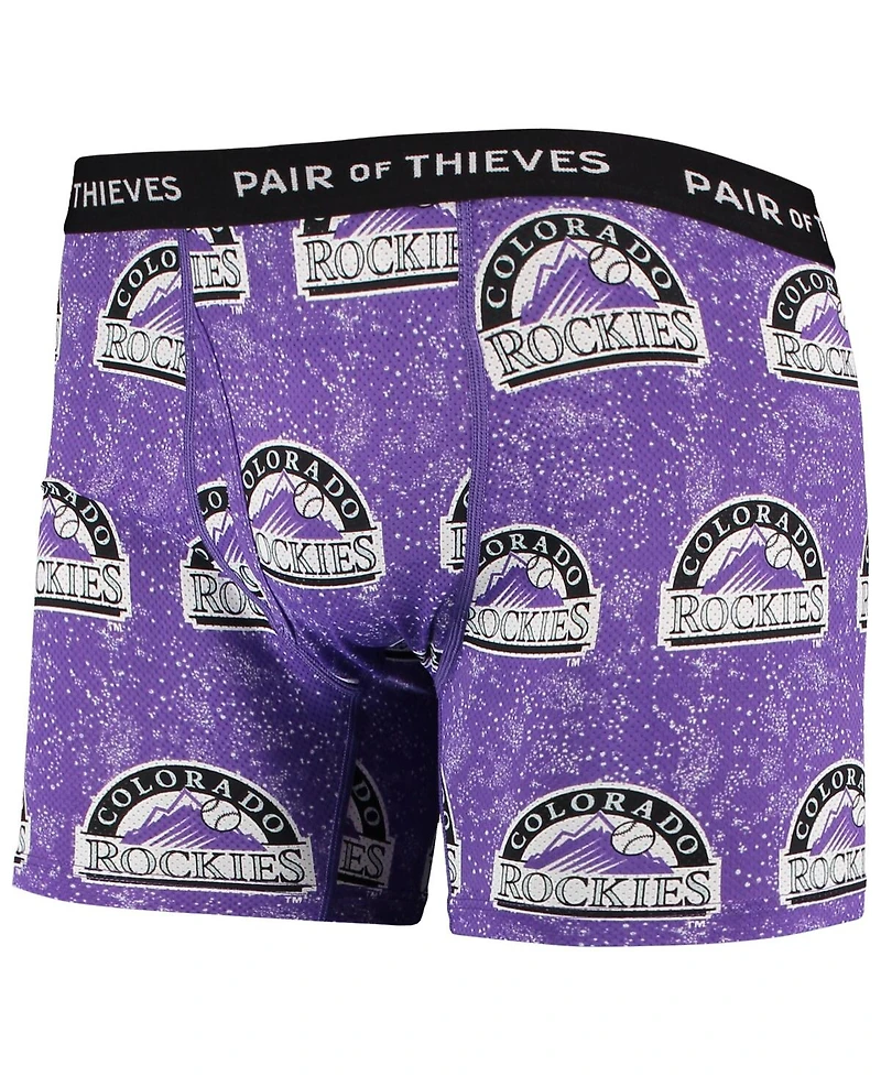 Men's Pair of Thieves Black and Purple Colorado Rockies Super Fit 2-Pack Boxer Briefs Set