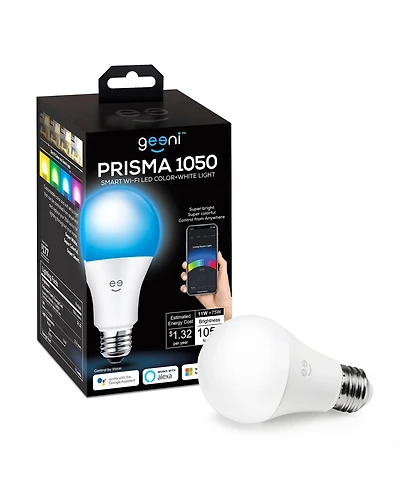 Geeni Prisma 1050 Wi-Fi Led Light Bulb, Multicolor (2700K) – Dimmable Led Bulbs, A21, 75-Watt Equivalent – No Hub Required – Works with Amazon Alexa,