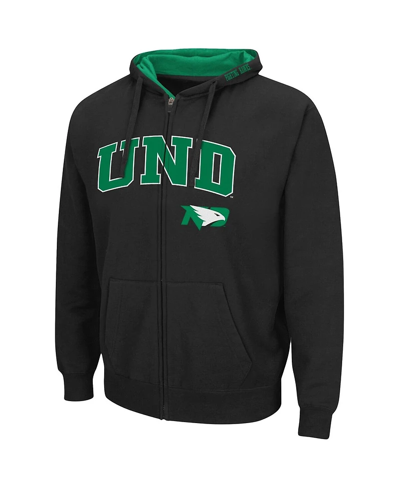 Men's Colosseum Black North Dakota Arch & Logo 3.0 Full-Zip Hoodie
