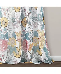 Lush Decor Sydney Sheer Window Curtain Panels Pair 52"W x 84"L - Floral Bedroom Curtains - Sheer Curtains for Living Room - Drapes