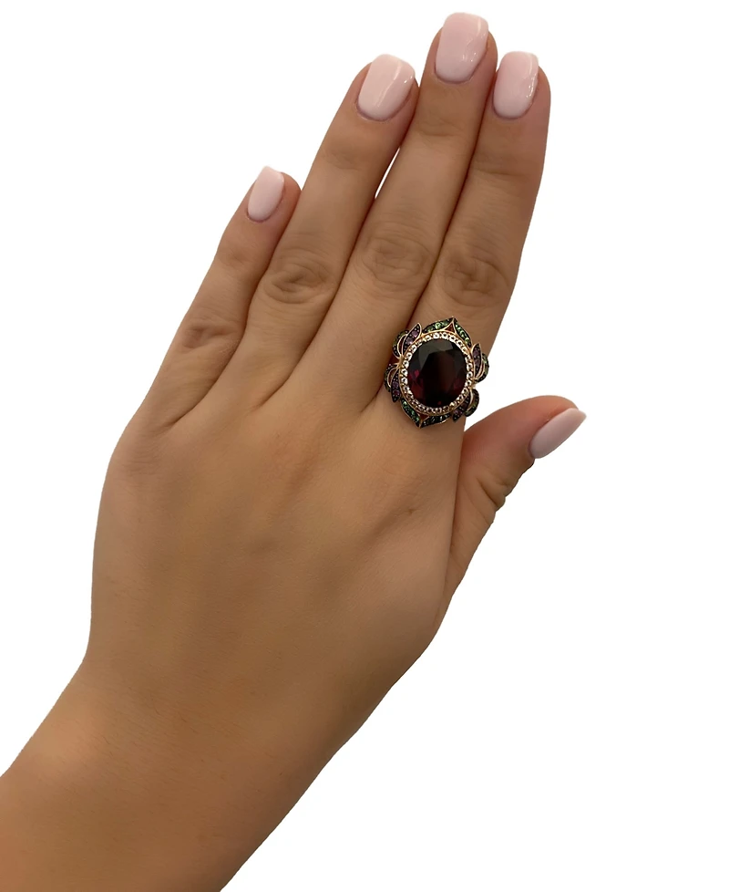 Le Vian Crazy Collection Garnet (7-5/8 ct. t.w.) and Multi-Stone Round Flower Ring in 14k Rose Gold (Also Available in London Blue Topaz)