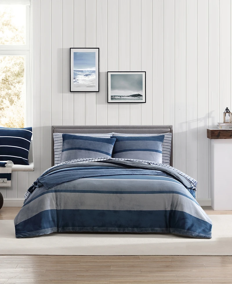 Closeout! Nautica Linden Ultra Soft Plush Fleece 2 Piece Comforter Set, Twin