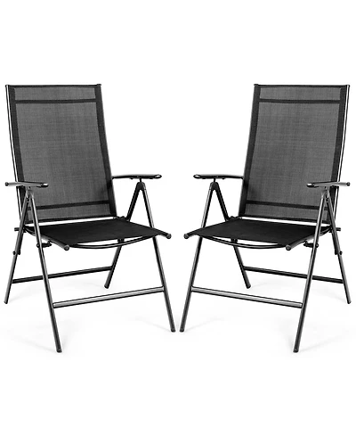Costway Set of 2 Patio Folding Chair Recliner Adjustable