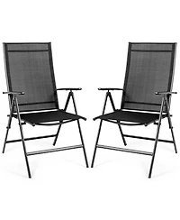 Costway Set of 2 Patio Folding Chair Recliner Adjustable