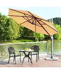 11ft Patio Offset Umbrella Cantilever Rotation Aluminum Tilt Cross Base