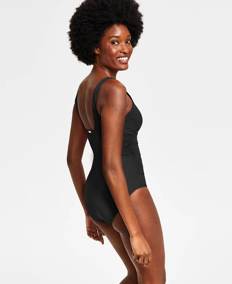 Ralph Lauren Ring Over The Shoulder Tummy Control One Piece Swimsuit
