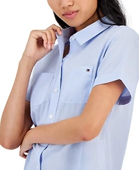 Tommy Hilfiger Women's Striped Cotton Camp Shirt