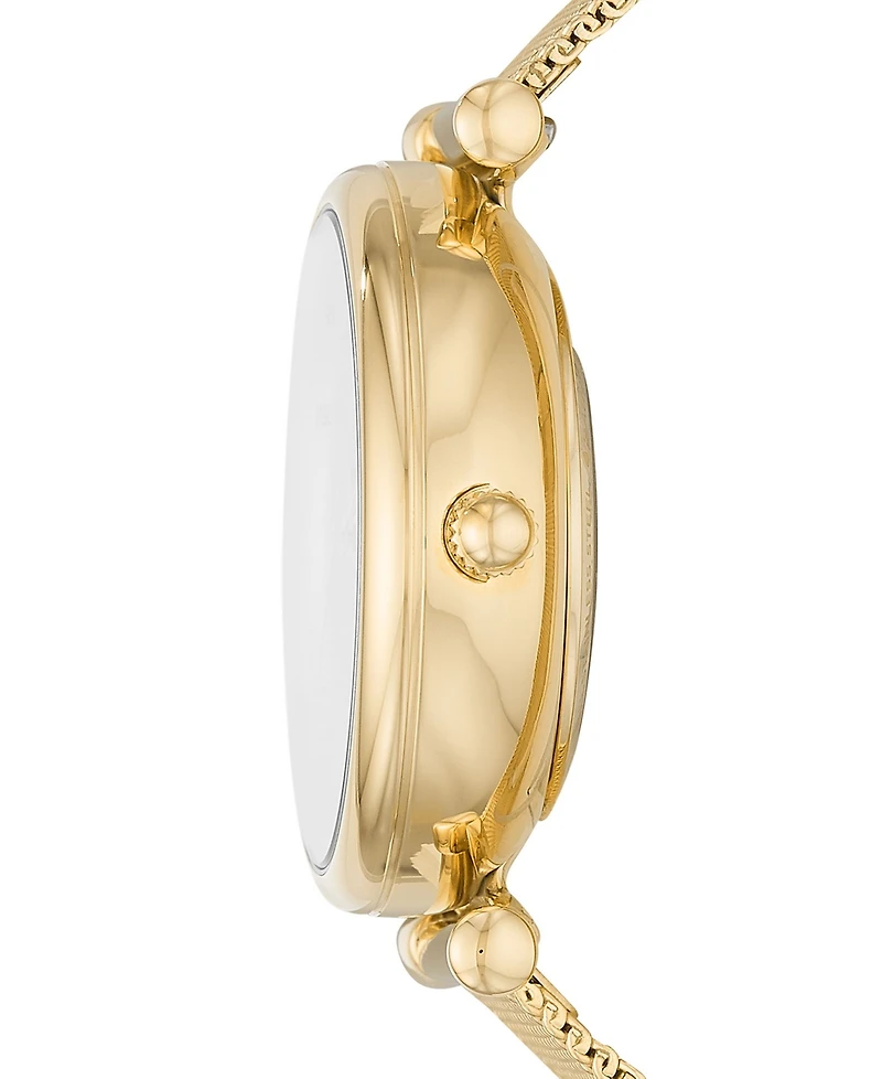 Fossil Women's Carlie Automatic Gold-Tone Stainless Steel Mesh Watch, 35mm