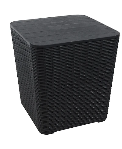 11.5-Gallon Outdoor Deck Box - Weather-Resistant Side Table with Storage for Cushions, Garden Tools, Pool Supplies - Phantom Gray - Faux Rattan