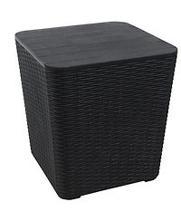 11.5-Gallon Outdoor Deck Box - Weather-Resistant Side Table with Storage for Cushions, Garden Tools, Pool Supplies - Phantom Gray - Faux Rattan