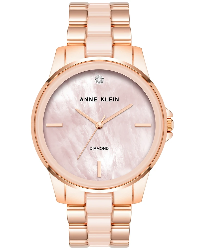 Anne Klein Women's Diamond Accent Ceramic & Metal Bracelet Watch 38mm