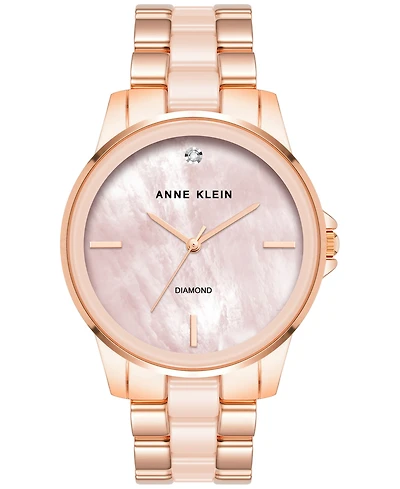 Anne Klein Women's Diamond Accent Ceramic & Metal Bracelet Watch 38mm
