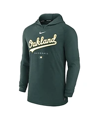 Men's Nike Heather Green Oakland Athletics Authentic Collection Early Work Tri-Blend Performance Pullover Hoodie