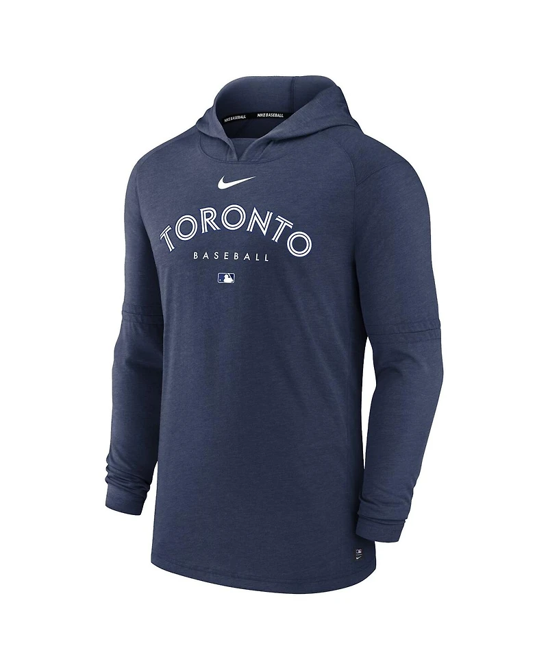 Men's Nike Heather Navy Toronto Blue Jays Authentic Collection Early Work Tri-Blend Performance Pullover Hoodie