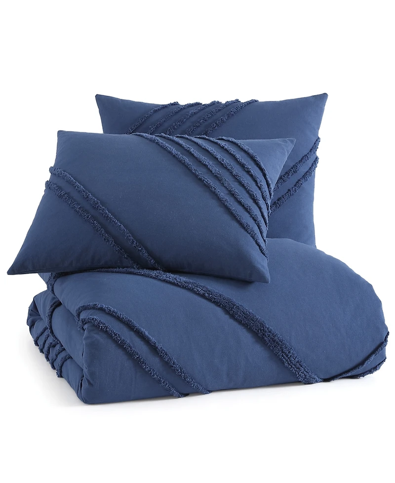 Dkny Chenille Block 3 Piece Comforter Set, Queen