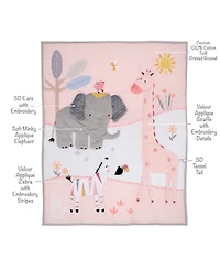 Lambs & Ivy Jazzy Jungle 3-Piece Safari Animals Pink Baby Crib Bedding Set