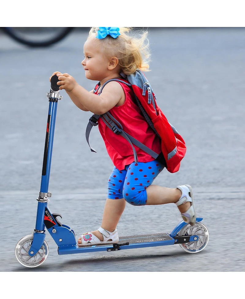 Folding Aluminum 2 Wheel Kids Kick Scooter Adjustable Height Led Light Up