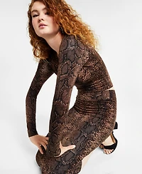 Bar Iii Petite Snake-Print Jersey Pull-On Midi Skirt, Created for Macy's