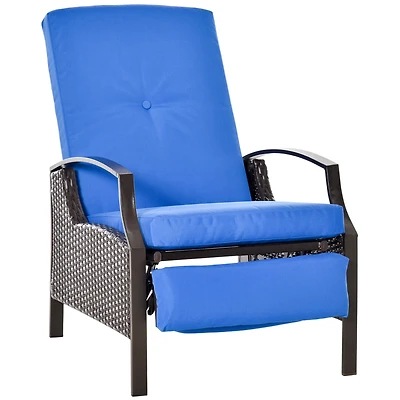 Outsunny Outdoor Recliner, Reclining Chair w/ Footrest & Cushions,