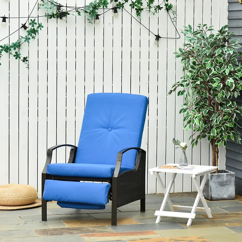 Outsunny Outdoor Recliner, Reclining Chair w/ Footrest & Cushions,