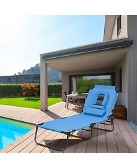 Costway Patio Foldable Chaise Lounge Chair Bed Outdoor Beach Camping Recliner Pool Yard