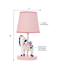 Lambs & Ivy Jazzy Jungle Zebra White/Peach Nursery Lamp with Shade & Bulb